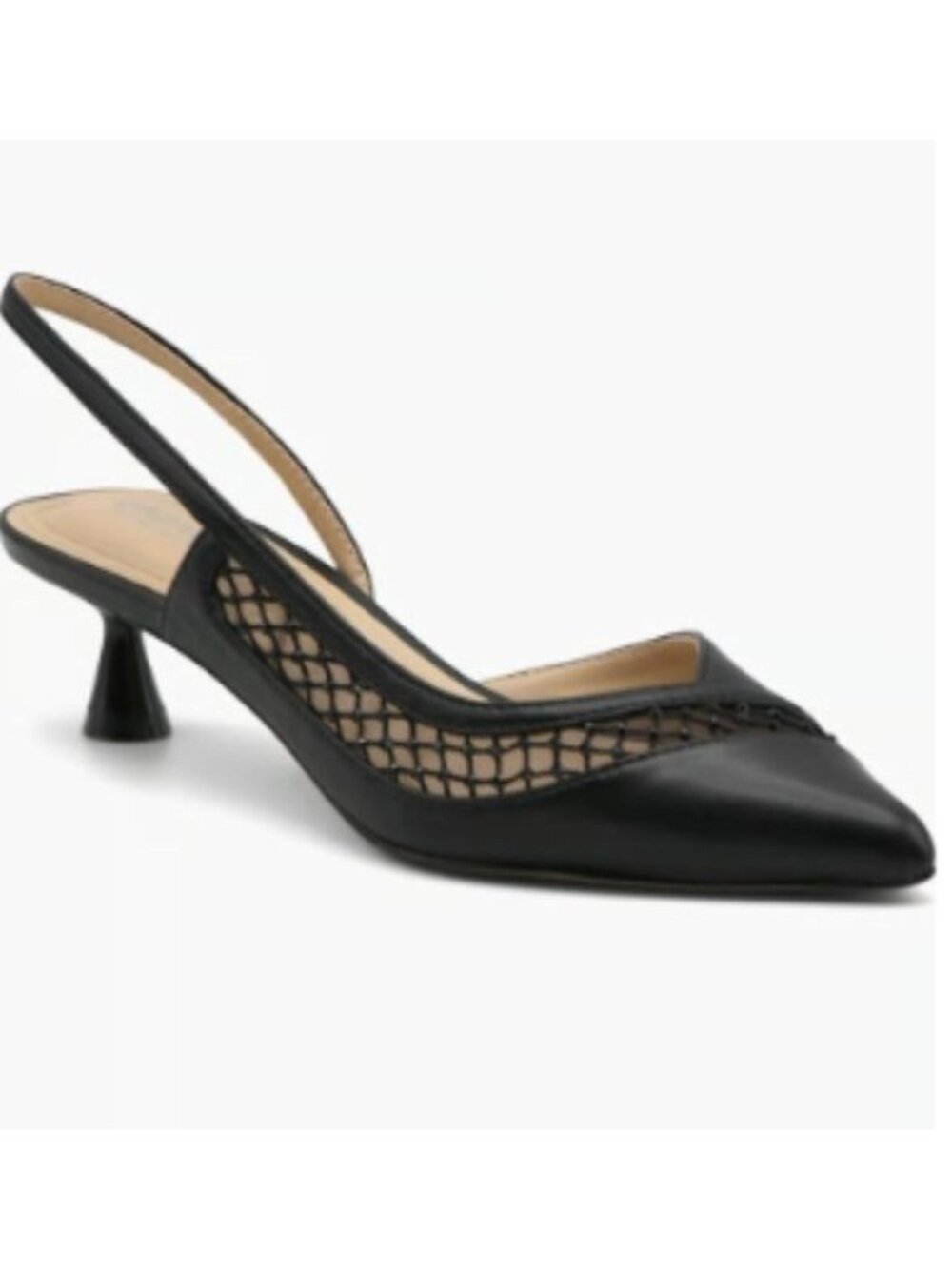 Charles David Angel Slingback Pump Size 6.5 Black Leather Mesh